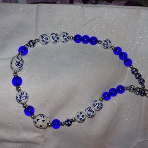 Handmade Ceramic delft beaded jewelry set